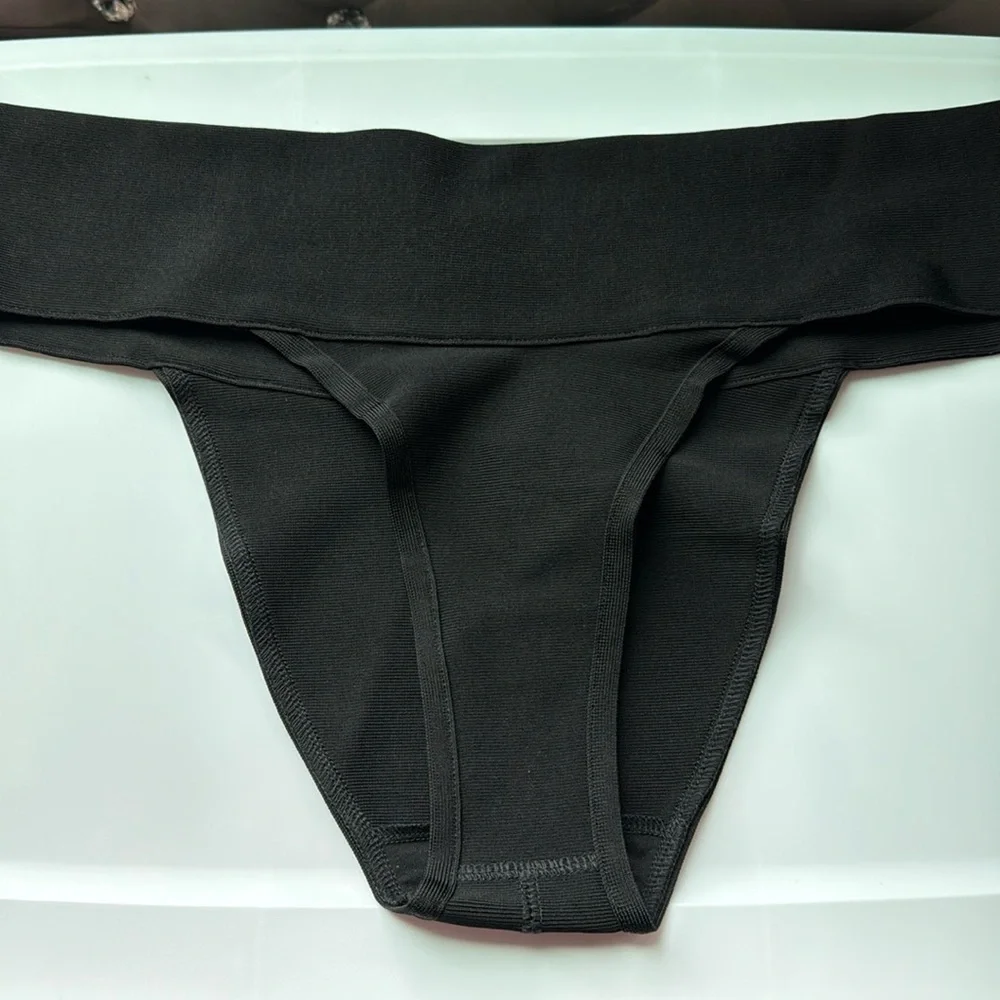 Skims Knit Swim Cheeky Bikini Bottom Onyx 4X
